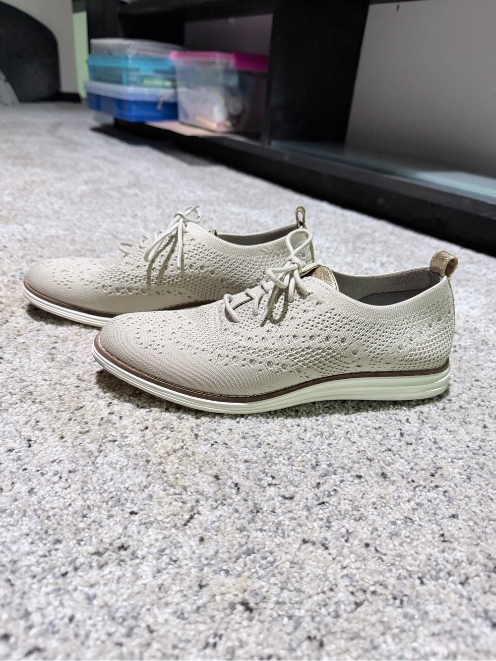 Cole Haan Women's Beige Knit Oxford Flats